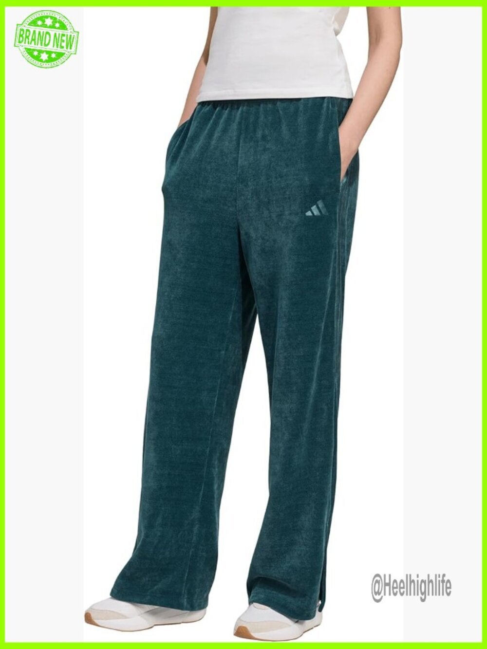 Velour Track Pants Loose Fit Open Hem Recycled Polyester Activewear